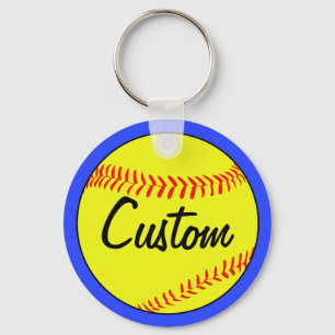 Porte-clés Équipe bleue du base-ball de Fastpitch, joueur,