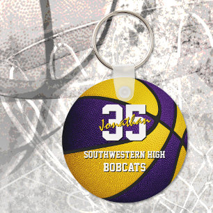 Porte-clés équipe de basket-ball de l'école d'or violet coule