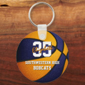 Porte-clés équipe de basket-ball de l'école orange bleue coul (Verso)
