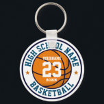 Porte-clés Équipe de basket-ball du secondaire Couleur person<br><div class="desc">Cadeaux sportifs personnalisés et marchandises pour l'équipe sportive scolaire. Tous les textes sont modifiables pour convenir à votre occasion. La couleur Arrière - plan et la couleur du texte sont modifiables à l'aide de l'outil de conception. Un souvenir parfait pour l'entraîneur scolaire et les diplômés qui sont aussi de grands...</div>