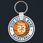 Porte-clés Équipe de basket-ball du secondaire Couleur person<br><div class="desc">Cadeaux sportifs personnalisés et marchandises pour l'équipe sportive scolaire. Tous les textes sont modifiables pour convenir à votre occasion. La couleur Arrière - plan et la couleur du texte sont modifiables à l'aide de l'outil de conception. Un souvenir parfait pour l'entraîneur scolaire et les diplômés qui sont aussi de grands...</div>