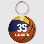 Porte-clés équipe de basket-ball en or bleu faveurs (Recto)