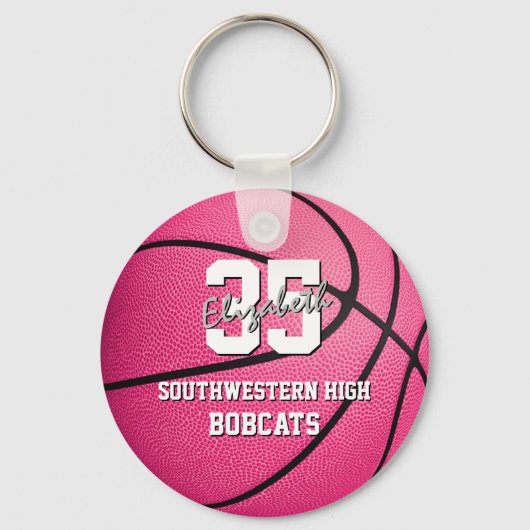 Porte-clés Équipe de basket-ball rose de la fille cadeaux spo (Recto)