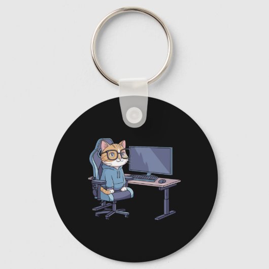 Porte-clés Équipe de chat de joueur mème drôle 1 (Recto)