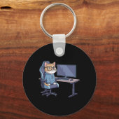 Porte-clés Équipe de chat de joueur mème drôle 1 (Recto)