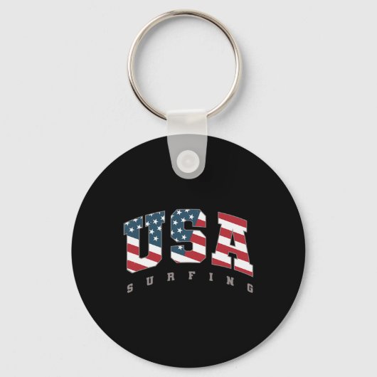Porte-clés Équipe de drapeau Usa Surf Support Athlète Surfant (Recto)