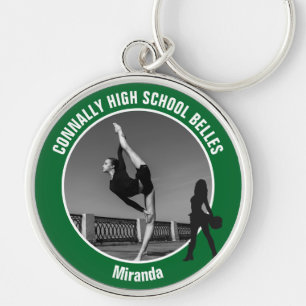 Porte-clés Équipe de drill verte Photo Danseuse de lycée