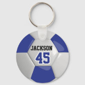 Porte-clés Équipe de football bleu foncé et blanc ⚽ balle (Recto)
