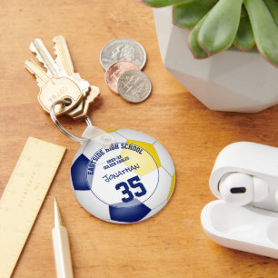 Porte-clés équipe de football d'or bleu enfants cadeaux sport