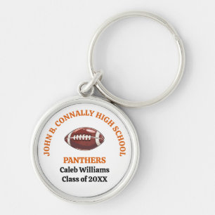 Porte-clés Équipe de football personnalisée du lycée Orange