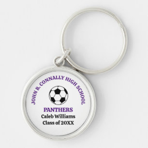 Porte-clés Équipe de football personnalisée du lycée Purple