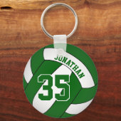 Porte-clés équipe de garçons blancs verts couleurs volley-bal (Verso)