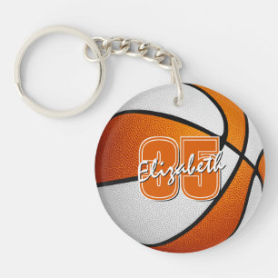 Porte-clés équipe de l'école blanche orange couleurs basketba