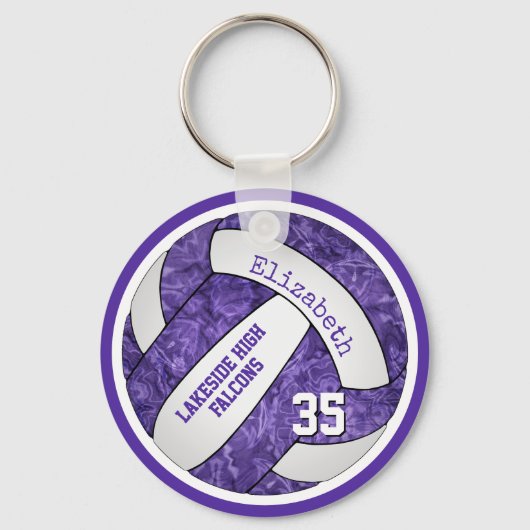 Porte-clés équipe de l'école blanche violette couleurs filles (Recto)