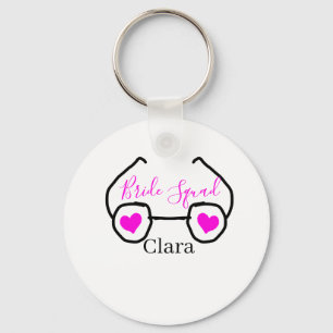 Porte-clés Équipe de mariée lunettes de soleil rose noir cœur