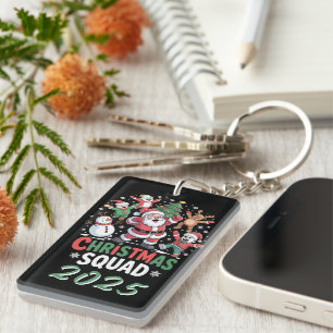 Porte-clés Équipe de Noël personnalisée 2025 Famille du Père