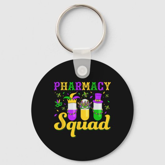 Porte-clés Équipe de pharmacie Mardi Gras Technicien pharmaci (Recto)