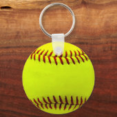 Porte-clés Équipe de softball jaune personnalisable (Recto)