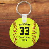 Porte-clés Équipe de softball typographique (Verso)