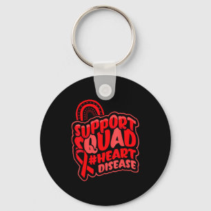 Porte-clés Équipe de soutien à la maladie cardiaque Ruban rou