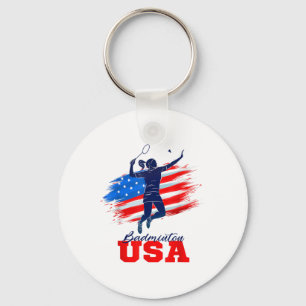Porte-clés Équipe de soutien Badminton Usa Drapeau Américain