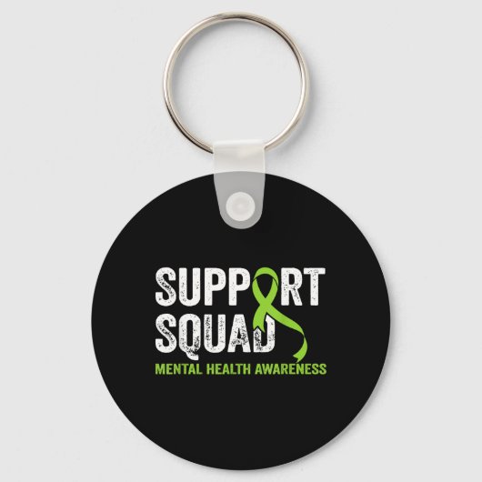 Porte-clés Équipe de soutien Ruban vert de sensibilisation à (Recto)