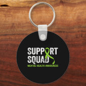 Porte-clés Équipe de soutien Ruban vert de sensibilisation à (Recto)