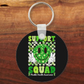 Porte-clés Équipe de soutien Ruban vert de sensibilisation à (Recto)