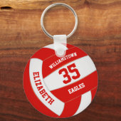 Porte-clés équipe de sport rouge blanc couleurs volley (Recto)