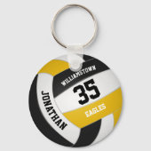 Porte-clés équipe de sports d'or noir garçons filles volley-b (Recto)