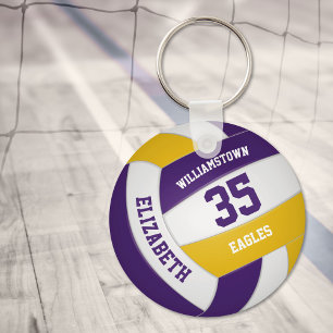 Porte-clés équipe de sports d'or violet couleurs volley-ball