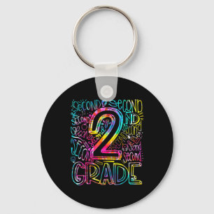 Porte-clés Équipe de typographie de 2e année Tie Dye Deuxième