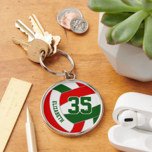 Porte-clés équipe de volley-ball cadeaux rouge vert école clu