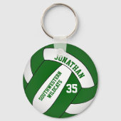 Porte-clés équipe de volley-ball des garçons blancs verts (Recto)
