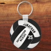 Porte-clés équipe de volley-ball noir et blanc couleurs garço (Recto)