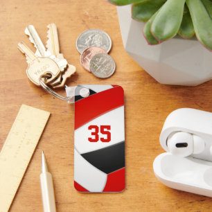 Porte-clés équipe de volley-ball noir rouge couleurs enfants 