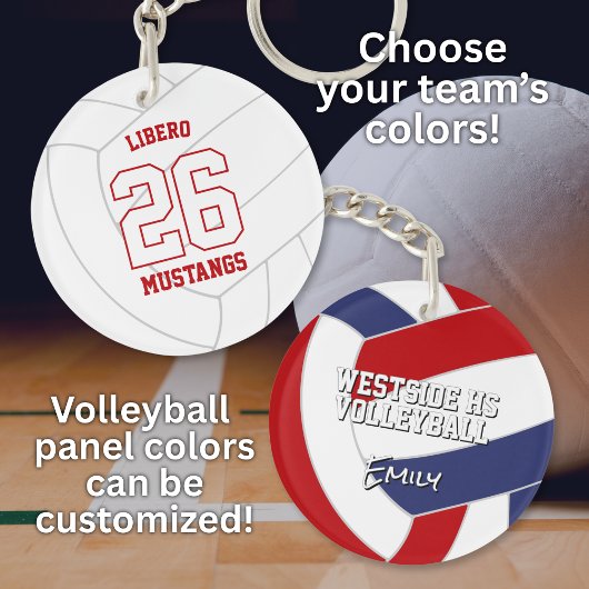 Porte-clés équipe de volley esprit rouge bleu ou N'IMPORTE QU