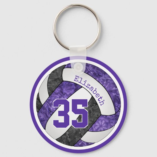 Porte-clés équipe d'école noire violet esprit filles volley-b (Recto)