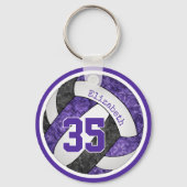 Porte-clés équipe d'école noire violet esprit filles volley-b (Verso)