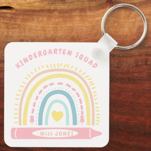 Porte-clés Équipe D'Enfants Enseignant De Retour À L'École (Verso)