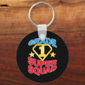 Porte-clés Équipe d'enseignants superhero de 1re année (Recto)