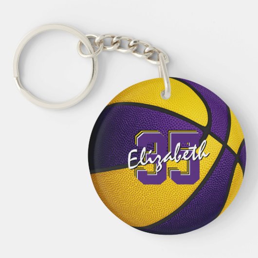 Porte-clés équipe d'or violet couleurs filles garçons basket- (Devant)