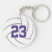 Porte-clés équipe d'or violet couleurs volleyball personnalis (Dos)