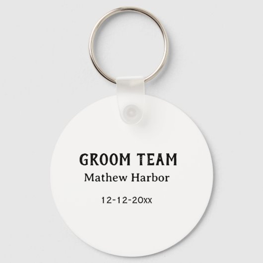 Porte-clés Équipe du marié nom du garçon d'honneur date enter (Recto)
