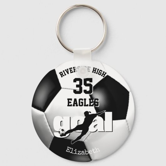 Porte-clés équipe noire blanche esprit filles soccer (Recto)