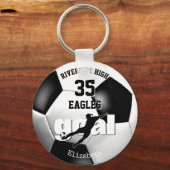 Porte-clés équipe noire blanche esprit filles soccer (Recto)