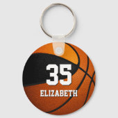 Porte-clés équipe noire orange couleurs filles garçons basket (Recto)