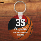 Porte-clés Équipe noire rouge couleurs filles garçons basket- (Recto)