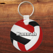 Porte-clés équipe noire rouge couleurs volley-ball (Recto)