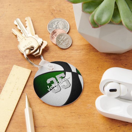 Porte-clés équipe noire verte couleurs garçons filles basket (Bureau)